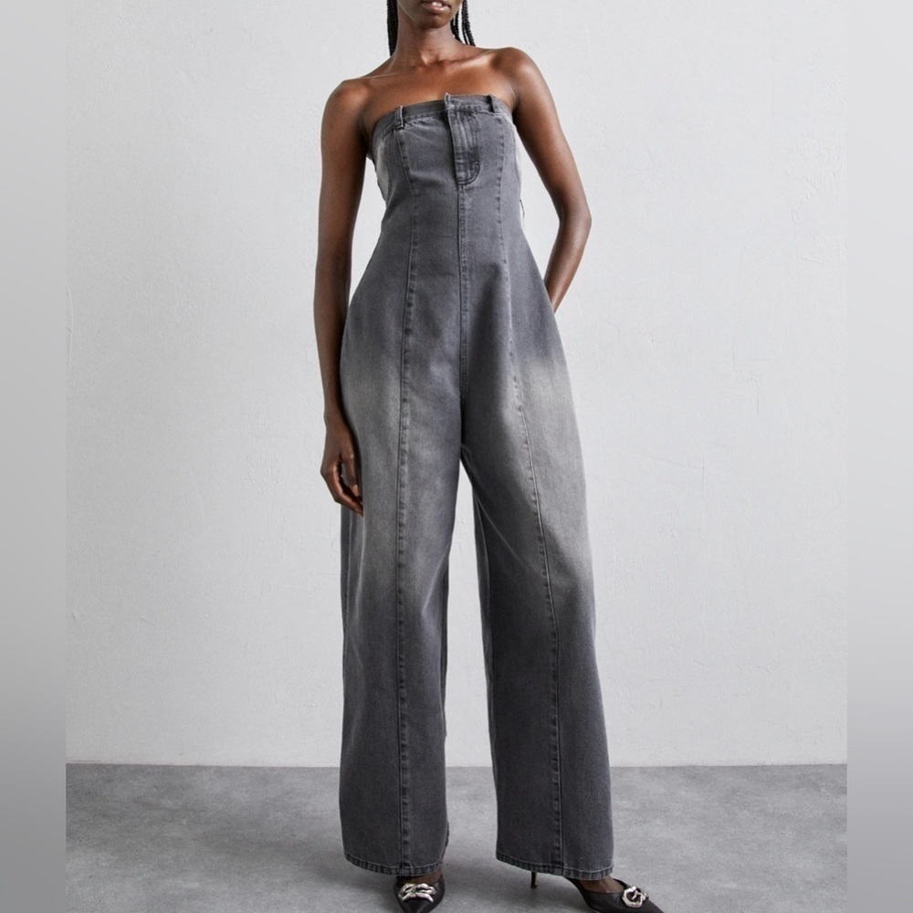 NWT KseniaSchnaider,Denim Overall with Rust Wash, Size XS